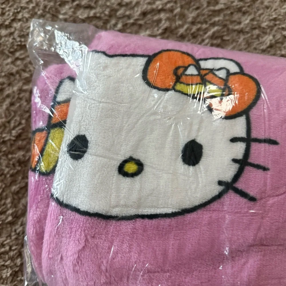Hello Kitty Halloween Candy Corn Pink Twin Size Plush Throw Blanket